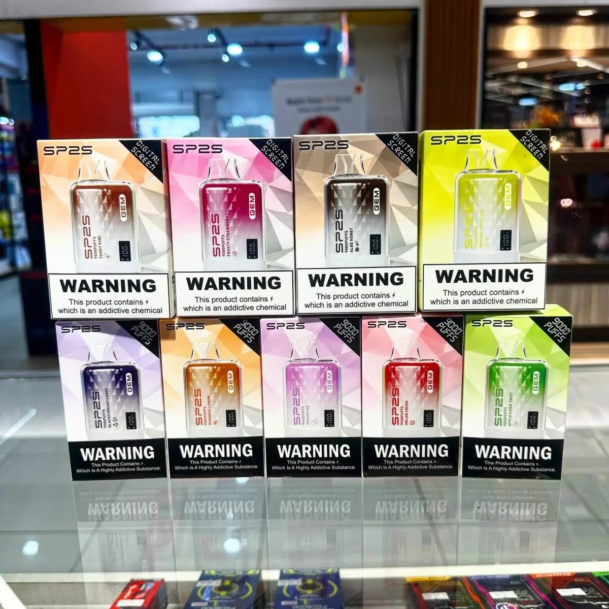 SP2S GEM 9000口拋棄式電子煙｜智能雙顯螢幕｜12ml大容量｜16種口味現貨